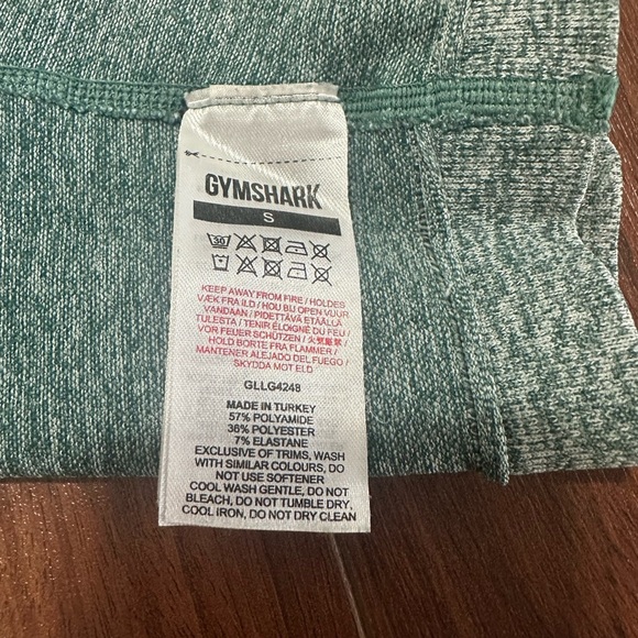 Gymshark Flex High Waisted Leggings Womens Small Green Tights Pants Logo Waist - Picture 4 of 4